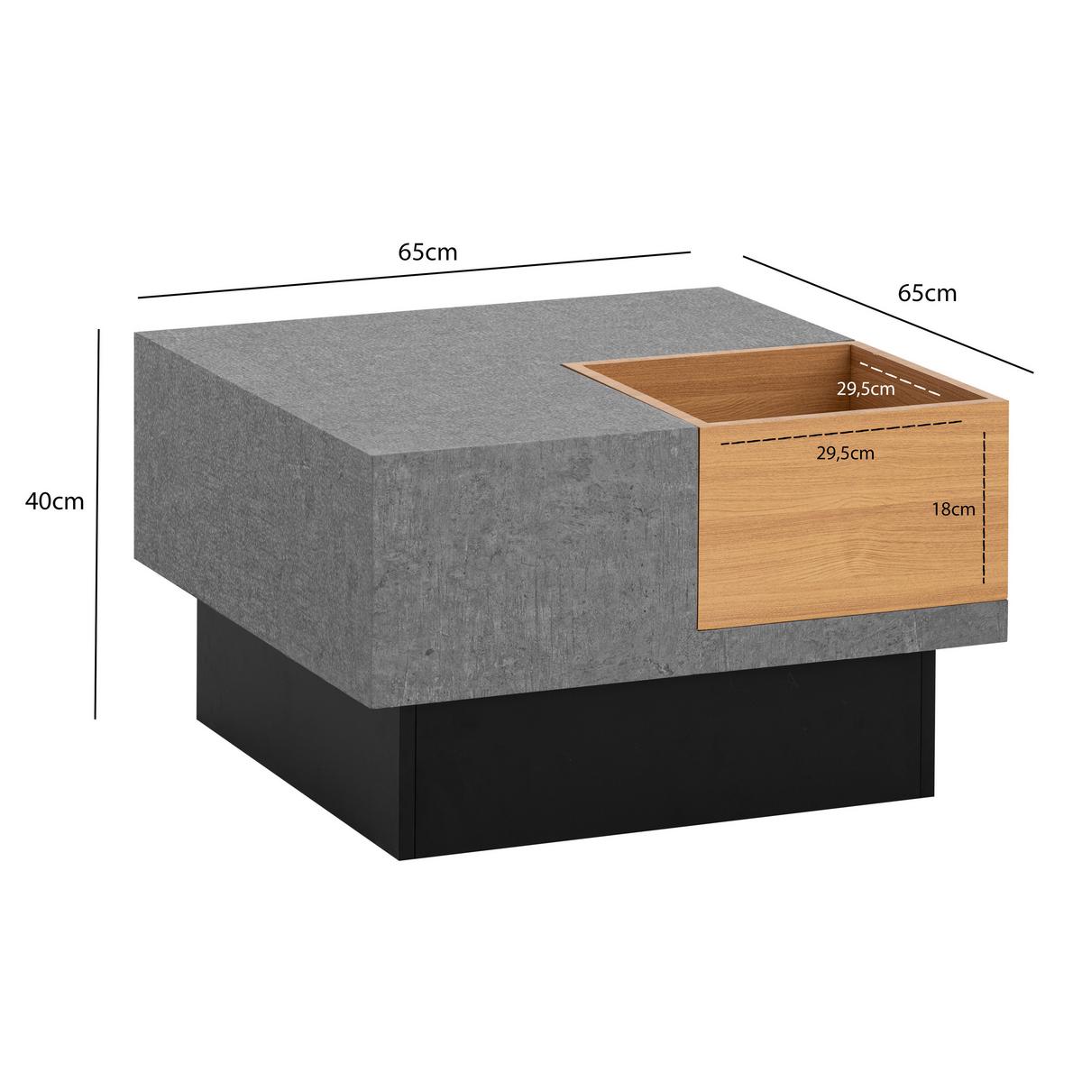 Couchtisch Grau L: 65 cm - Schwarz/Grau, Design, Holzwerkstoff (65/40/65cm) - Livetastic