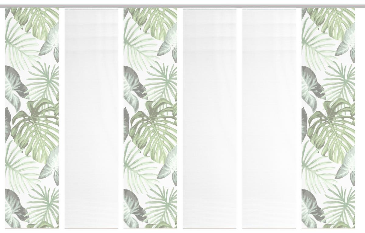 Flächenvorhang Sanja 6er Set - Weiß/Grün, Natur, Textil (60/260cm)