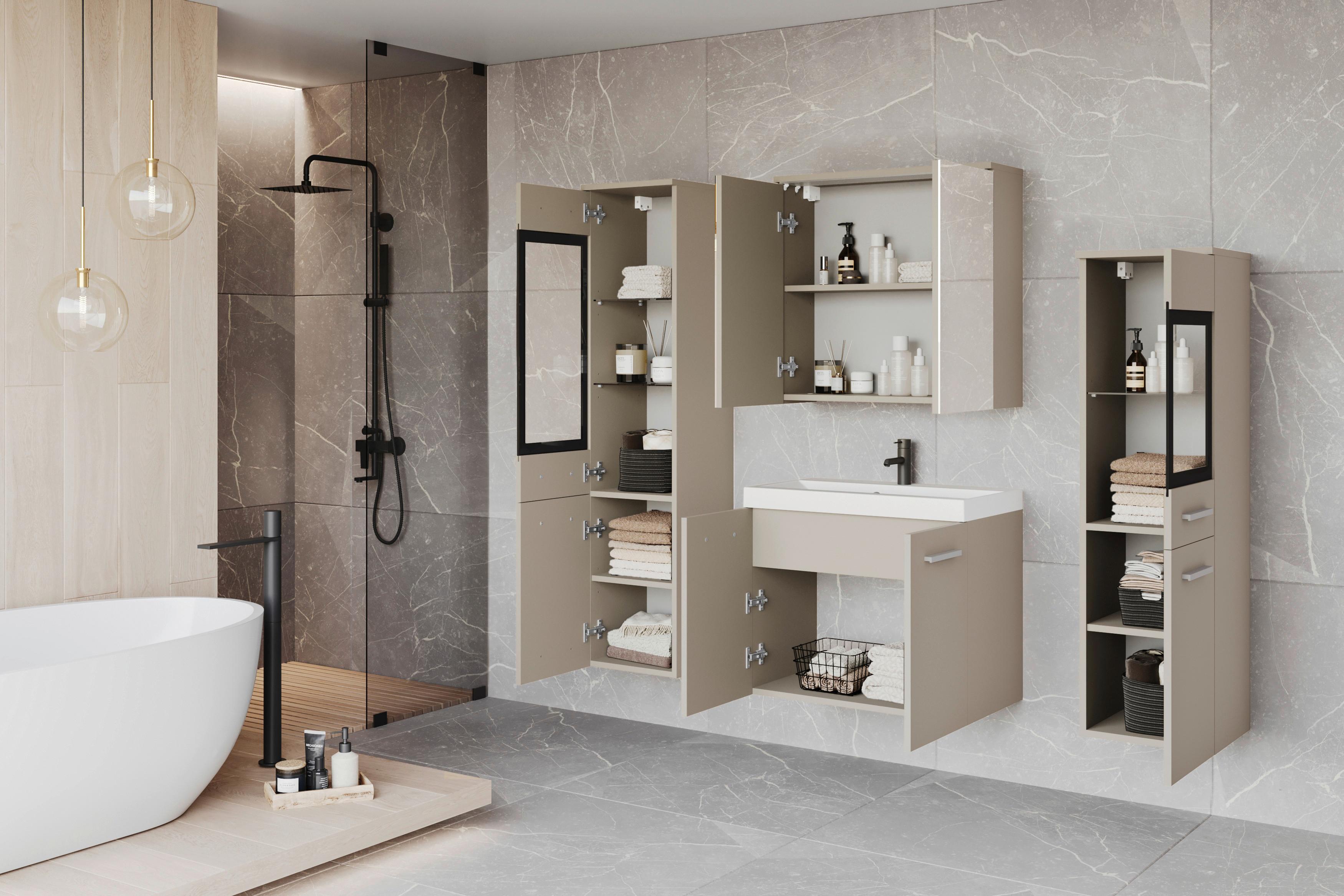 Badezimmer Madrit II 5-Teilig Kaschmir/Beige B: 120,4 cm - Kaschmir/Beige, LIFESTYLE, Glas/Keramik (120,4/131,5/30,2cm) - P & B