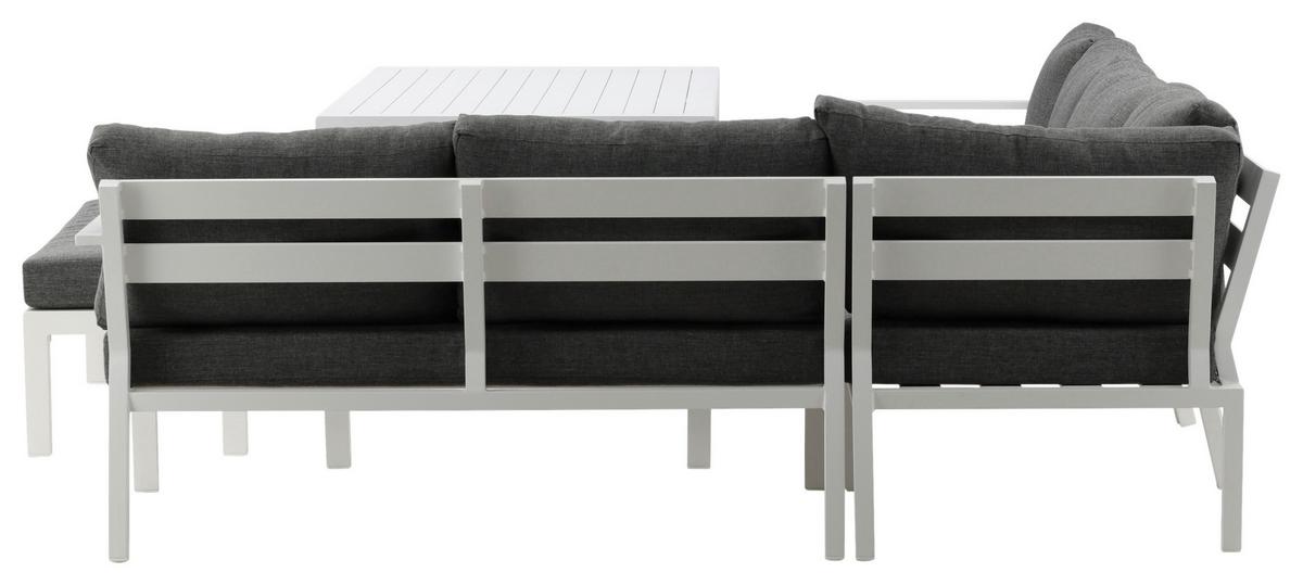 Loungegarnitur 5-tlg Ramos Aus Metall/textil Mit Kissen - Weiß/Grau, KONVENTIONELL, Textil/Metall - Gardenson