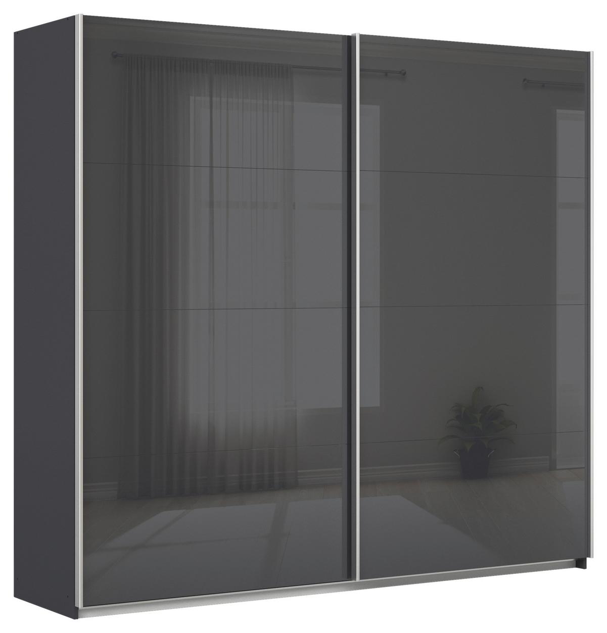 Tolóajtós Szekrény Feldkirch  225/210 Cm - magasfényű antracit/antracit, Modern, faalapú anyag/Üveg (225/210/62cm)