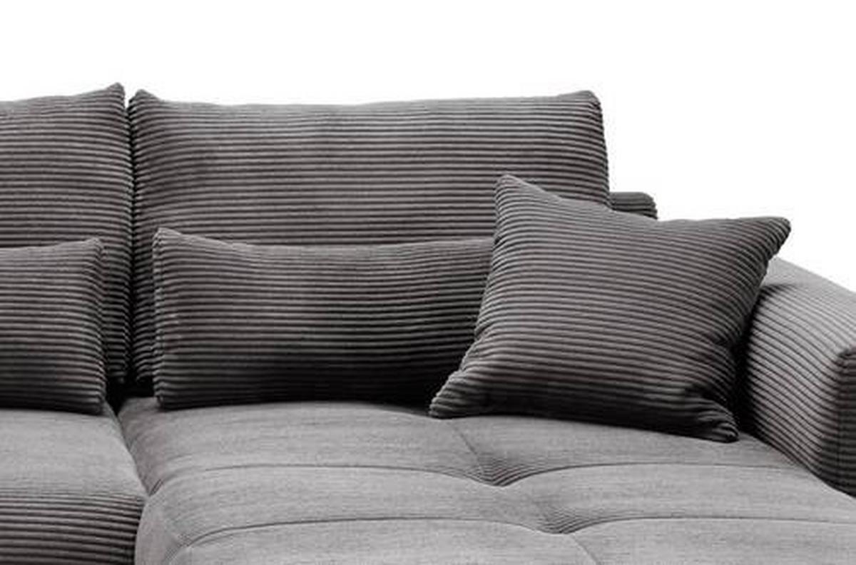 Ecksofa Federico Grau S: 302/188 cm - Chromfarben/Grau, MODERN, Holz/Textil (302/188cm) - MID.YOU