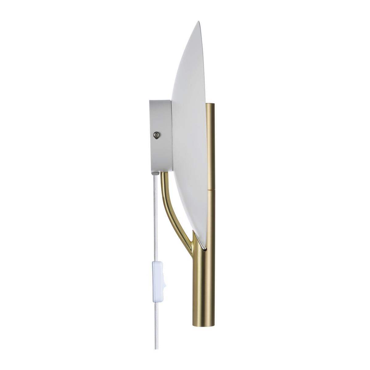 Wandleuchte Furiko Weiß Messingfarben - Messingfarben/Weiß, Design, Metall (31,6cm) - Nordlux