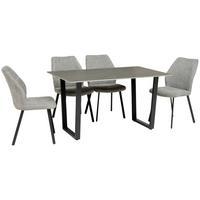 Tischgruppe Perth 5-Teilig Dunkelgrau, B: 140 cm - Dunkelgrau, KONVENTIONELL, Textil/Stein (90/140/76cm) - MID.YOU