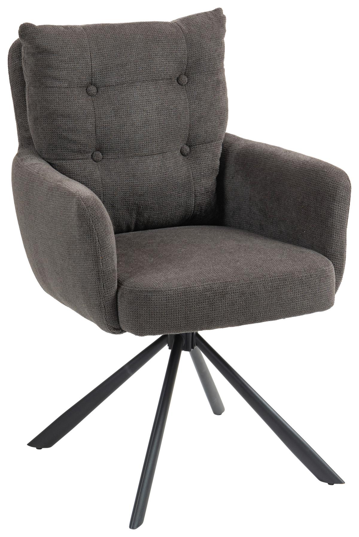Armlehnstuhl Lina Anthrazit Sitzfl. 180°drehb.,b: 60cm - Dunkelgrau/Anthrazit, KONVENTIONELL, Textil/Metall (60/95/67cm) - MID.YOU