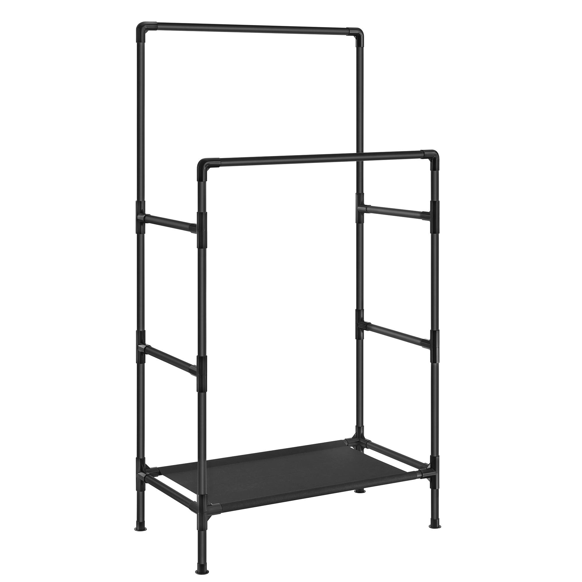 Garderobenständer Schwarz B: 83cm - Schwarz, Basics, Kunststoff/Textil (83/157/45cm)