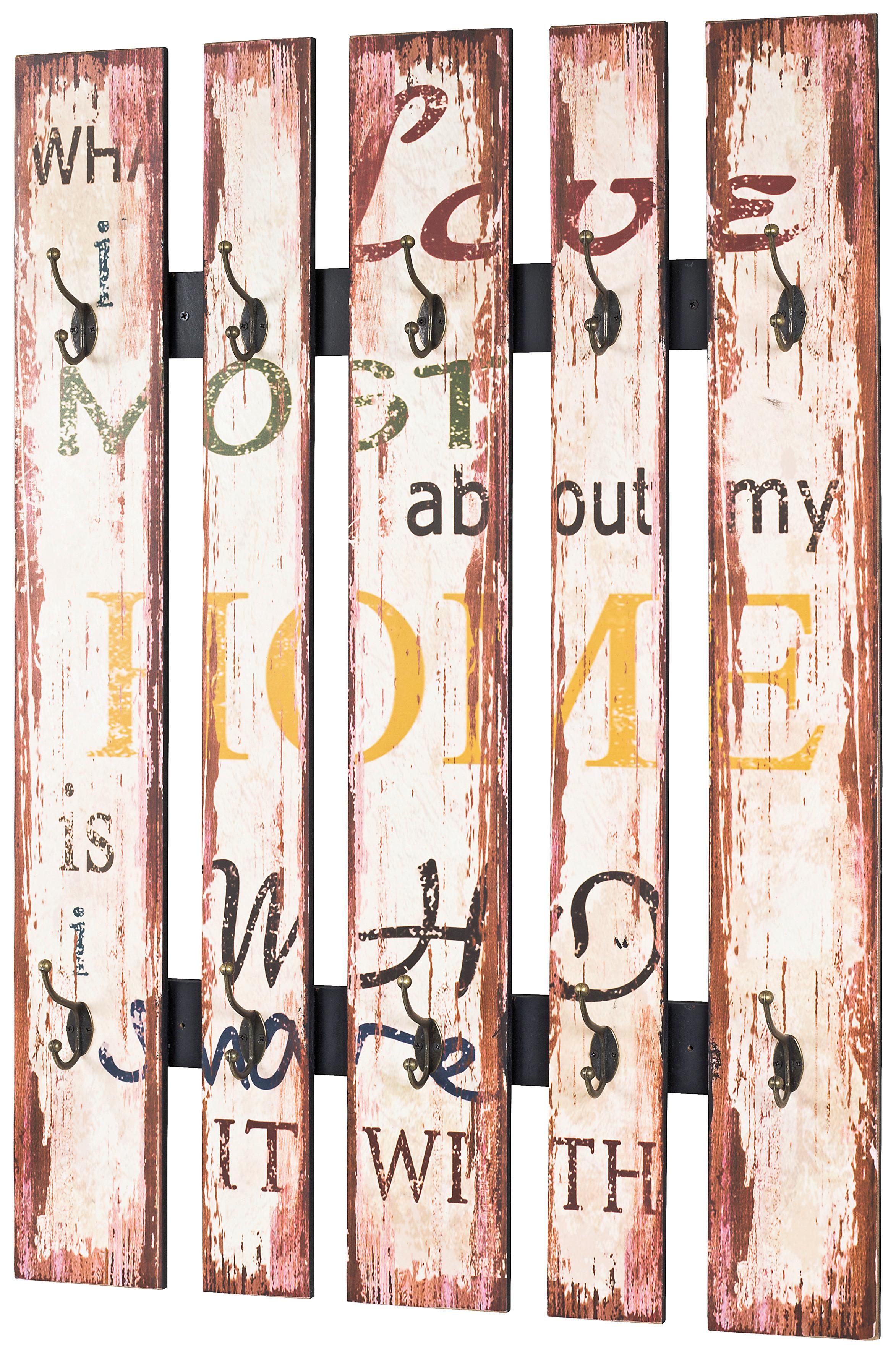 Garderobenpaneel Big Home Multicolor 10 Haken B: 70 cm - Multicolor, MODERN, Holzwerkstoff/Metall (70/100/10cm)