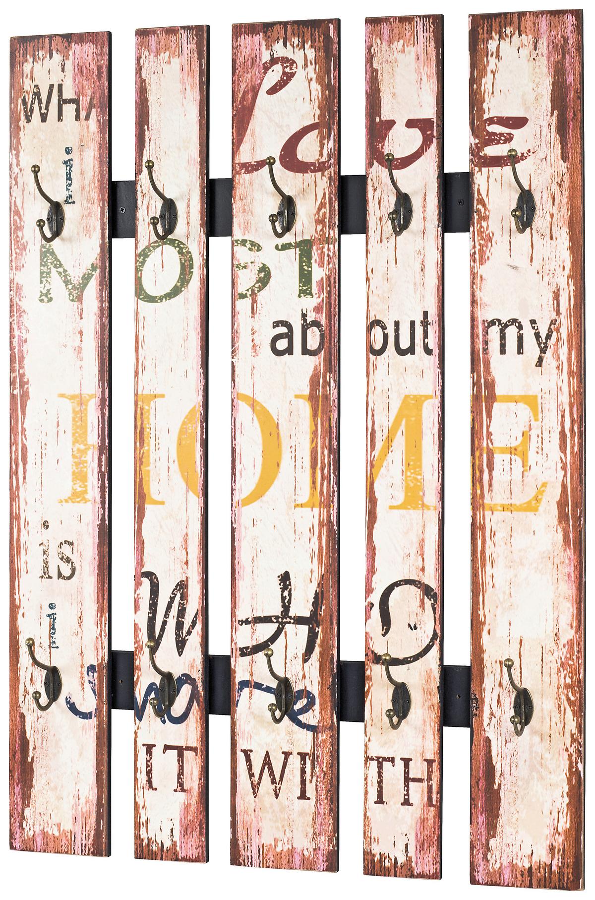 Garderobenpaneel Big Home Multicolor 10 Haken B: 70 cm - Multicolor, MODERN, Holzwerkstoff/Metall (70/100/10cm)