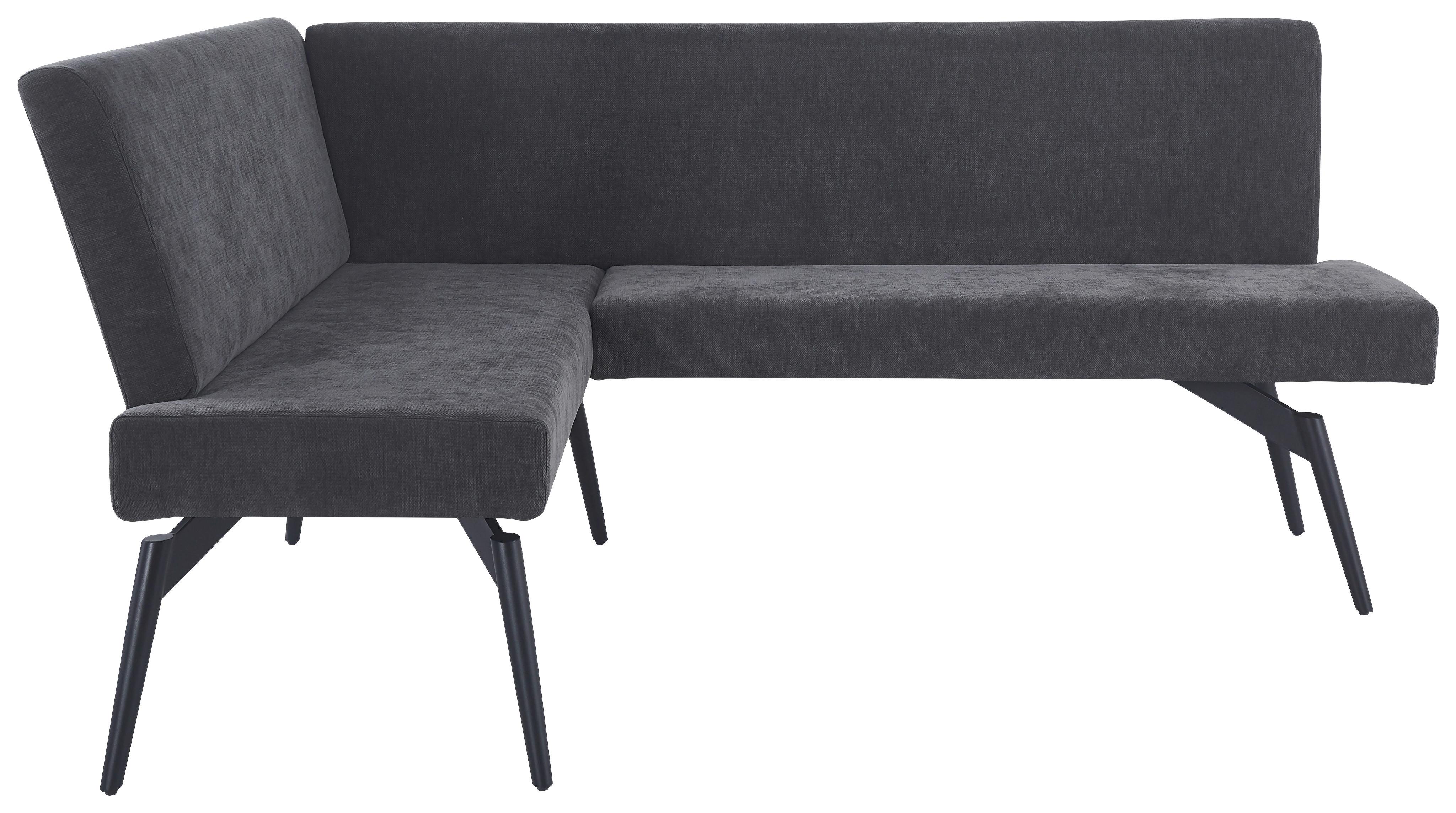 Eckbank Tinos Dunkelgrau, S: 150x190 cm - Dunkelgrau/Schwarz, KONVENTIONELL, Textil/Metall (150/190cm) - MID.YOU