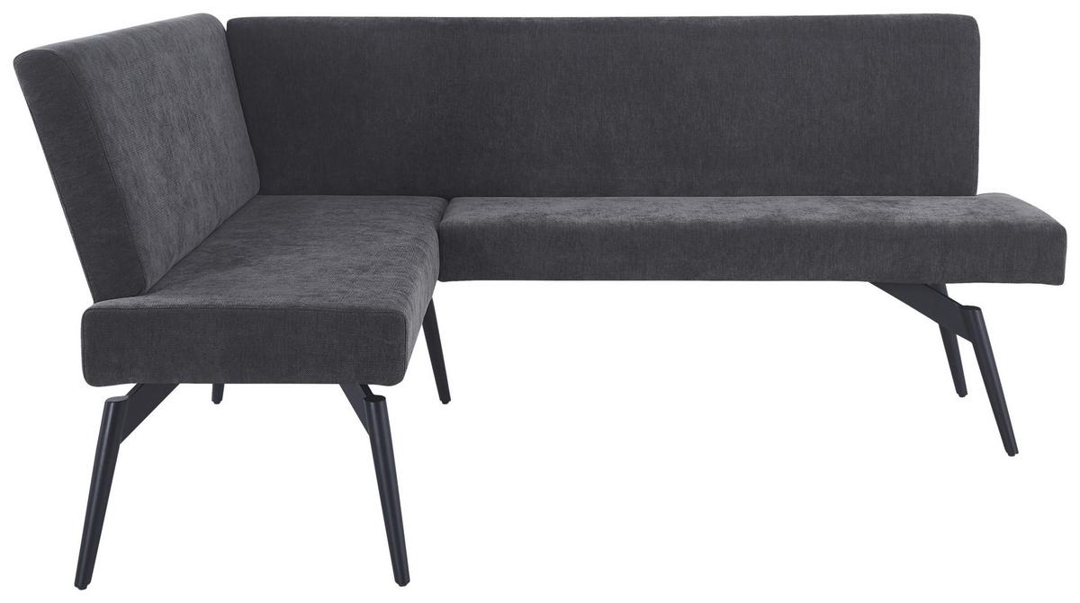 Eckbank Tinos Dunkelgrau, S: 190x150 cm - Dunkelgrau/Schwarz, KONVENTIONELL, Textil/Metall (190/150cm) - MID.YOU