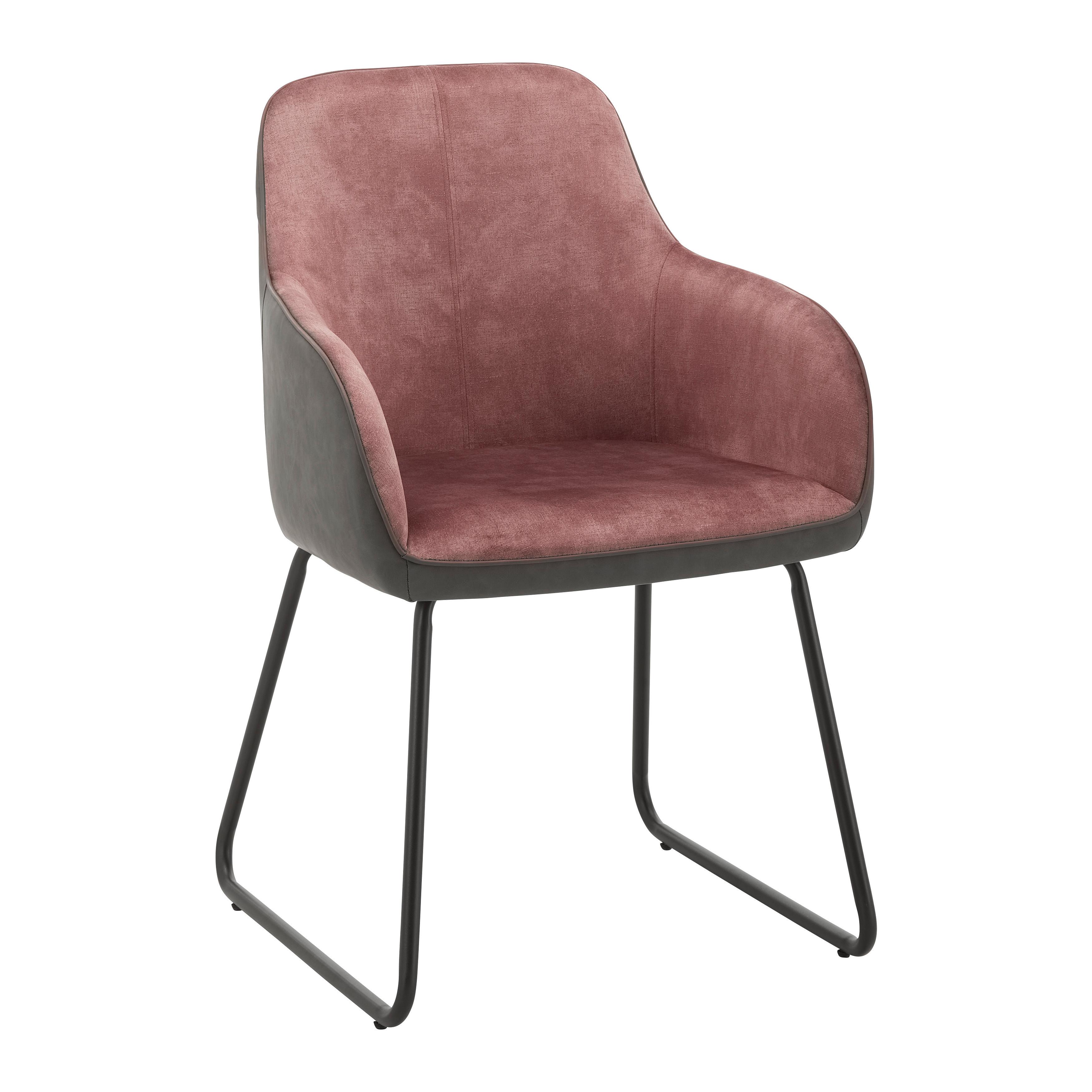 Stolička s podrúčkami DAJA ružová/tm.sivá - čierna/sivá, Modern, kov/drevo (56/85/62cm) - Bessagi Home