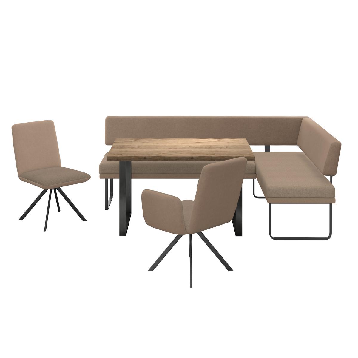 Eckbank Kian Webstoff Braun, S: 233x164cm - Schwarz/Braun, Trend, Textil/Metall (233/164cm)