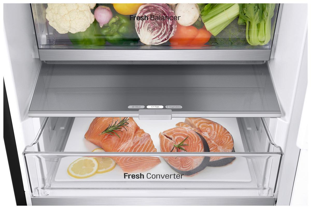 Kühl-Gefrier-Kombination Gbv7280aev - Schwarz, Basics, Glas/Kunststoff (59.5/203/67.5cm) - LG