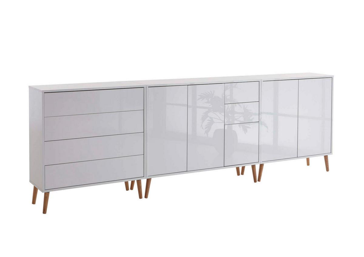 Sideboard Mailand 7 B:263,5cm Weiß/Ecihe - Weiß Hochglanz/Eiche Artisan, MODERN, Holzwerkstoff (263,5/86/33cm) - MID.YOU