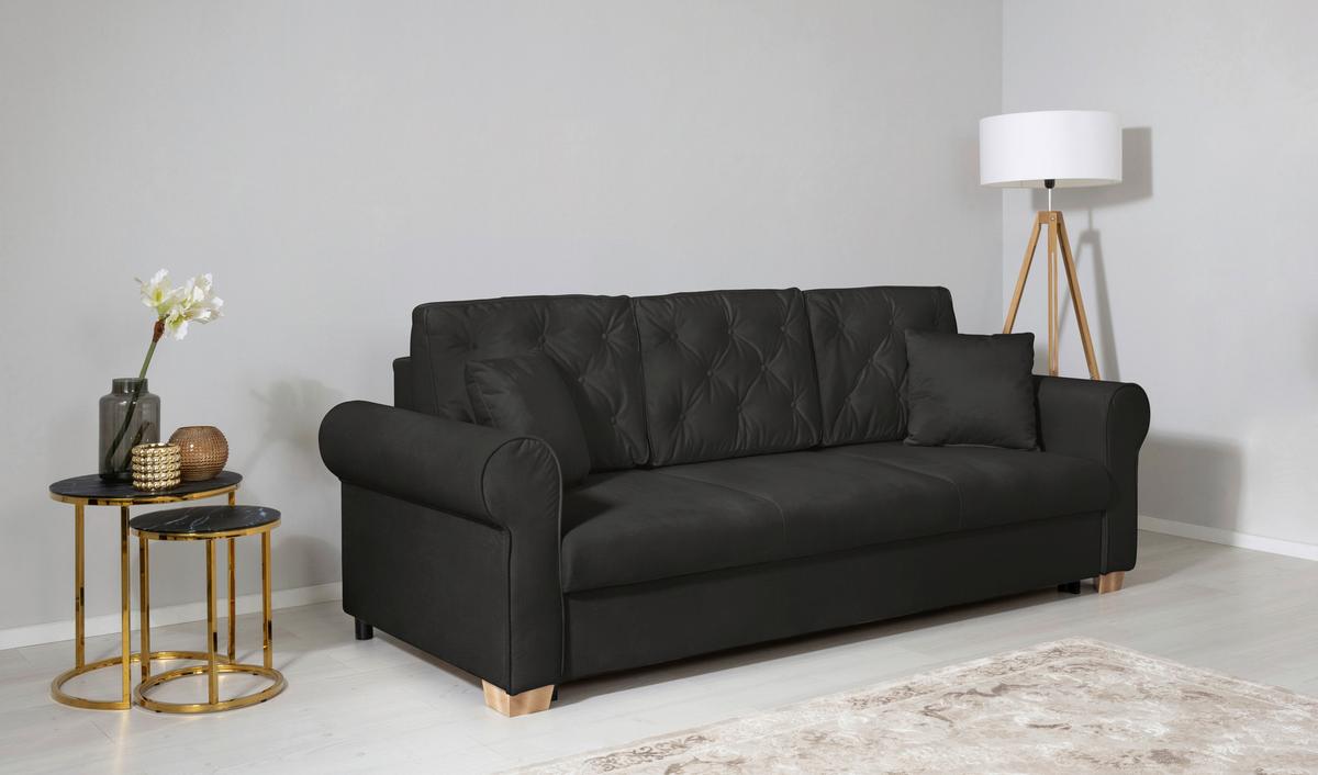 Schlafsofa Arles, Schwarz 25 B: 240 Cm - Buchefarben/Schwarz, Design, Textil (240/94/98cm) - MID.YOU