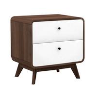 Nachttisch Cassie Weiß/Walnuss Dekor B: 51 cm - Walnussfarben/Weiß, Design, Holzwerkstoff/Metall (51/53/39cm) - MID.YOU