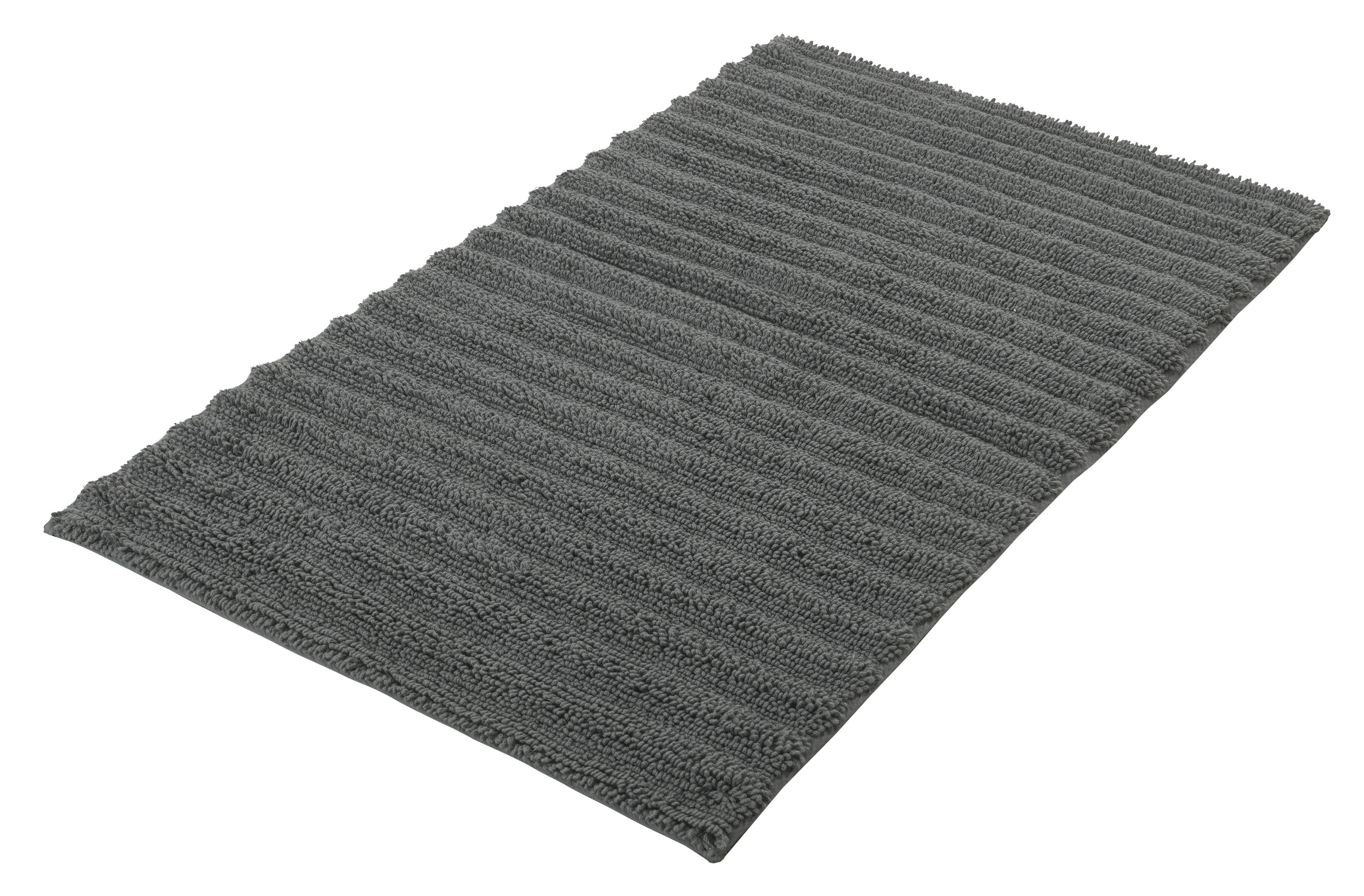 Badteppich Yara 60x100 cm Grau Baumwolle Rutschhemmend - Grau, Basics, Textil (60/100cm) - Kleine Wolke