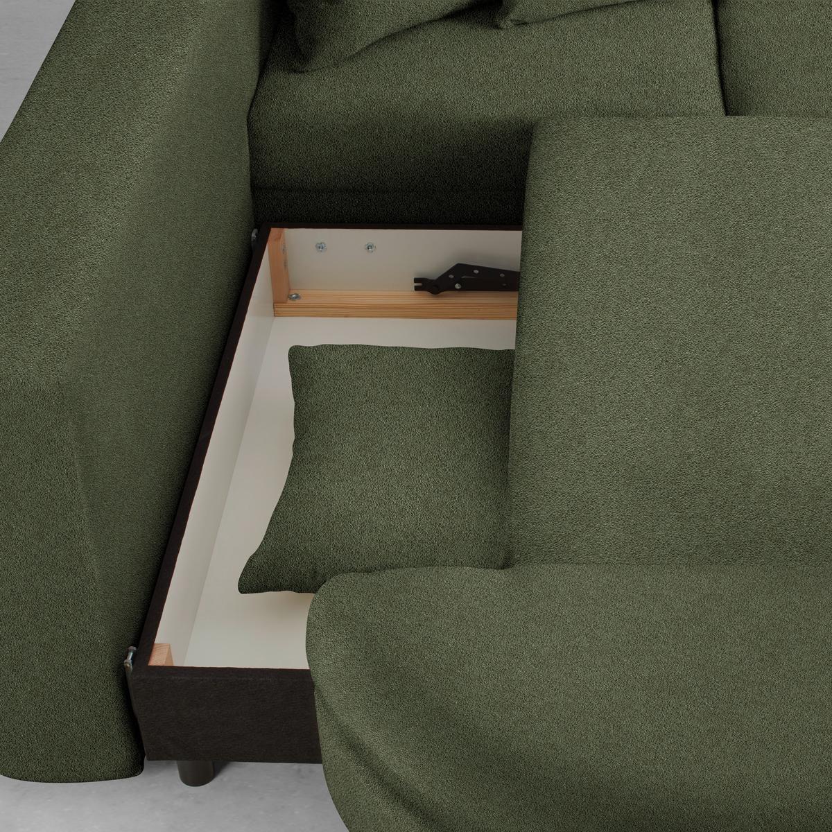Rohová sedačka AXEL, levá, olivově zelená žinylka - černá/olivově zelená, Moderní, kov/textil (250/291cm) - Mömax