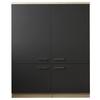 Hochschrank Merle Schwarz, Eiche Dekor B: 120 cm - Eichefarben/Schwarz, Basics, Holzwerkstoff (120/144,9/60cm) - Respekta