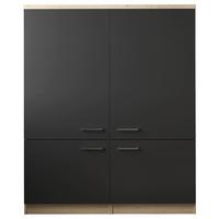 Hochschrank Merle Schwarz, Eiche Dekor B: 120 cm - Eichefarben/Schwarz, Basics, Holzwerkstoff (120/144,9/60cm) - Respekta