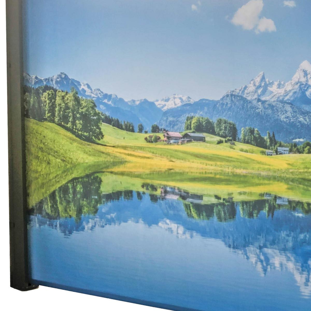 Seitenmarkise 300x160 cm Bunt Bergseemotiv ausziehbar - Silberfarben, Basics, Kunststoff/Metall (300/160/9cm)