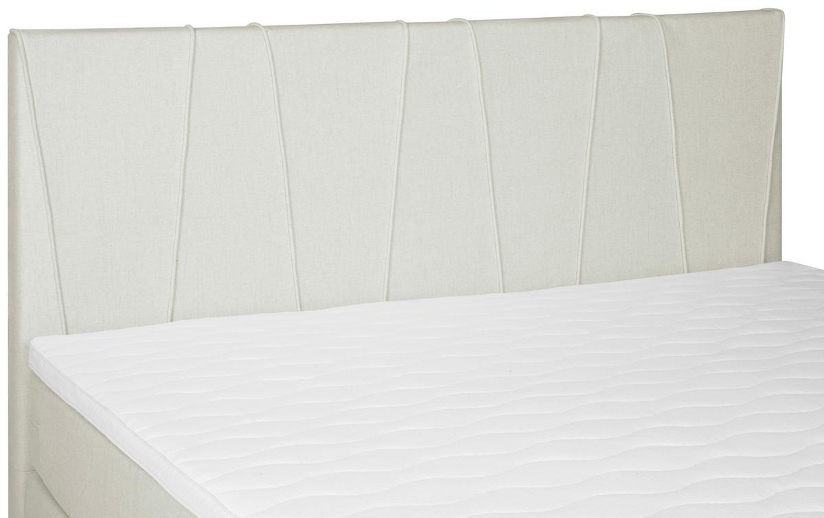 Boxspringbett mit Topper 140x200 cm Wels, Creme - Creme/Schwarz, MODERN, Textil (140/200cm) - MID.YOU