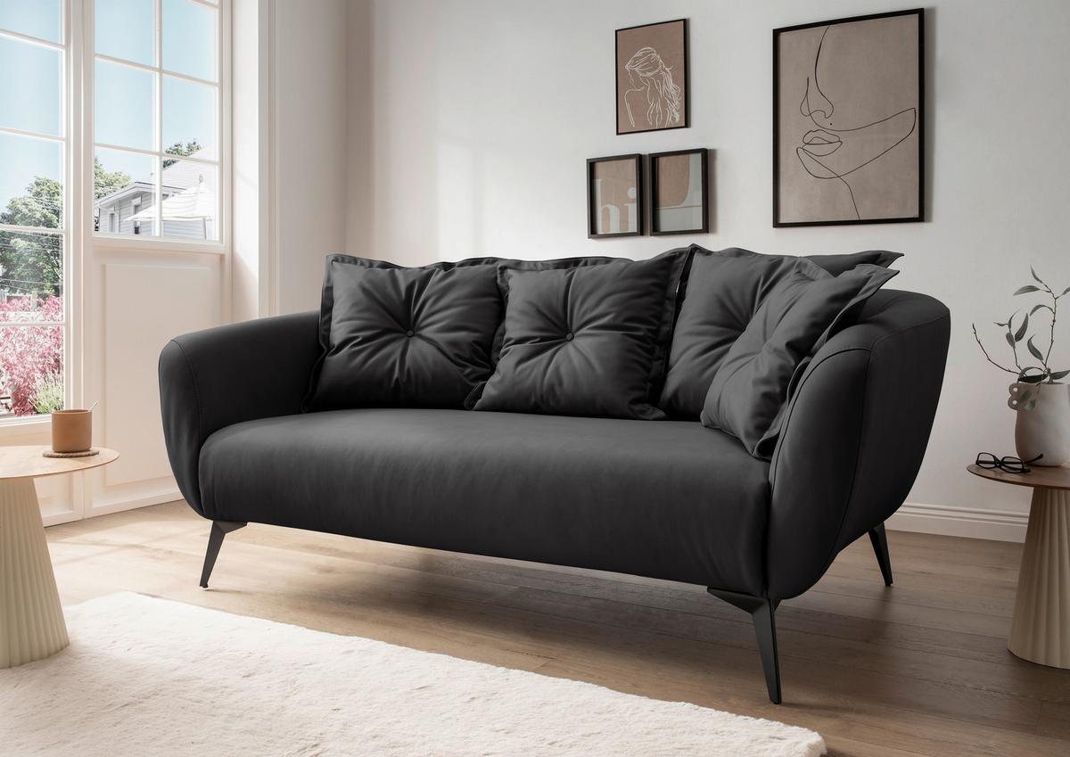 2,5 Sitzer Sofa Baggio Schwarz B: 196 Cm - Schwarz, MODERN, Textil (196/94/103cm) - Livetastic
