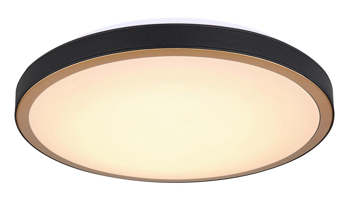 LED-Deckenleuchte 41765-24 - Opal/Schwarz, Basics, Leder/Kunststoff (42/9,5cm) - Globo