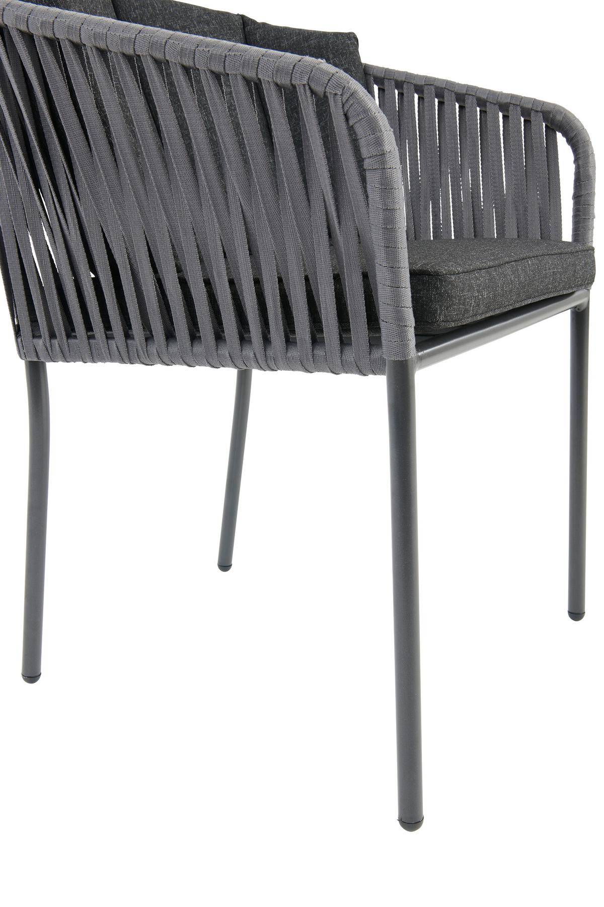 Gartensessel Zoe Metall / Kunststoff / Textil - Anthrazit/Schwarz, MODERN, Kunststoff/Textil (59/77,5/61cm) - Beldano