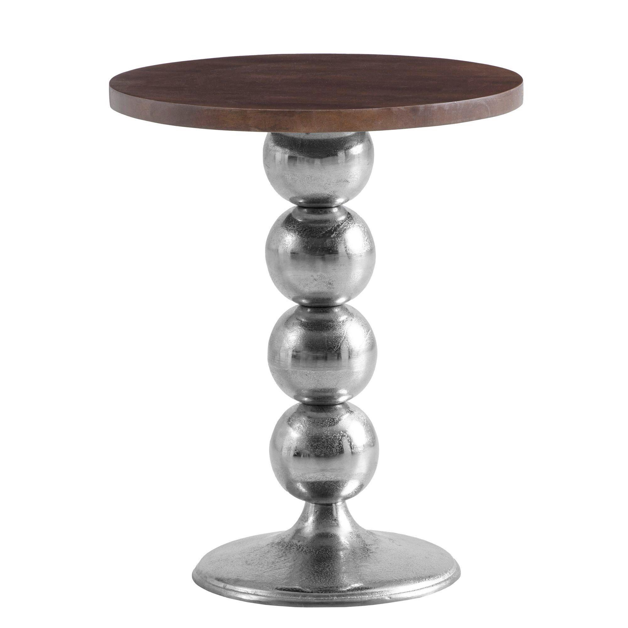 Beistelltisch Braun, Silberfarben L: 50 cm - Silberfarben/Braun, Design, Holz/Metall (50/50/61,5cm) - Livetastic