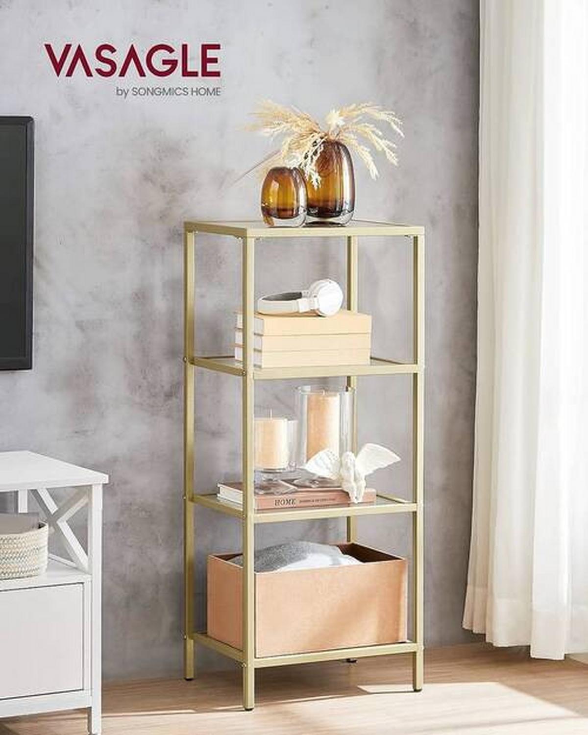 Regal B: 40 cm Goldfarben - Goldfarben, Trend, Glas/Metall (40/95/30cm) - Boxxx