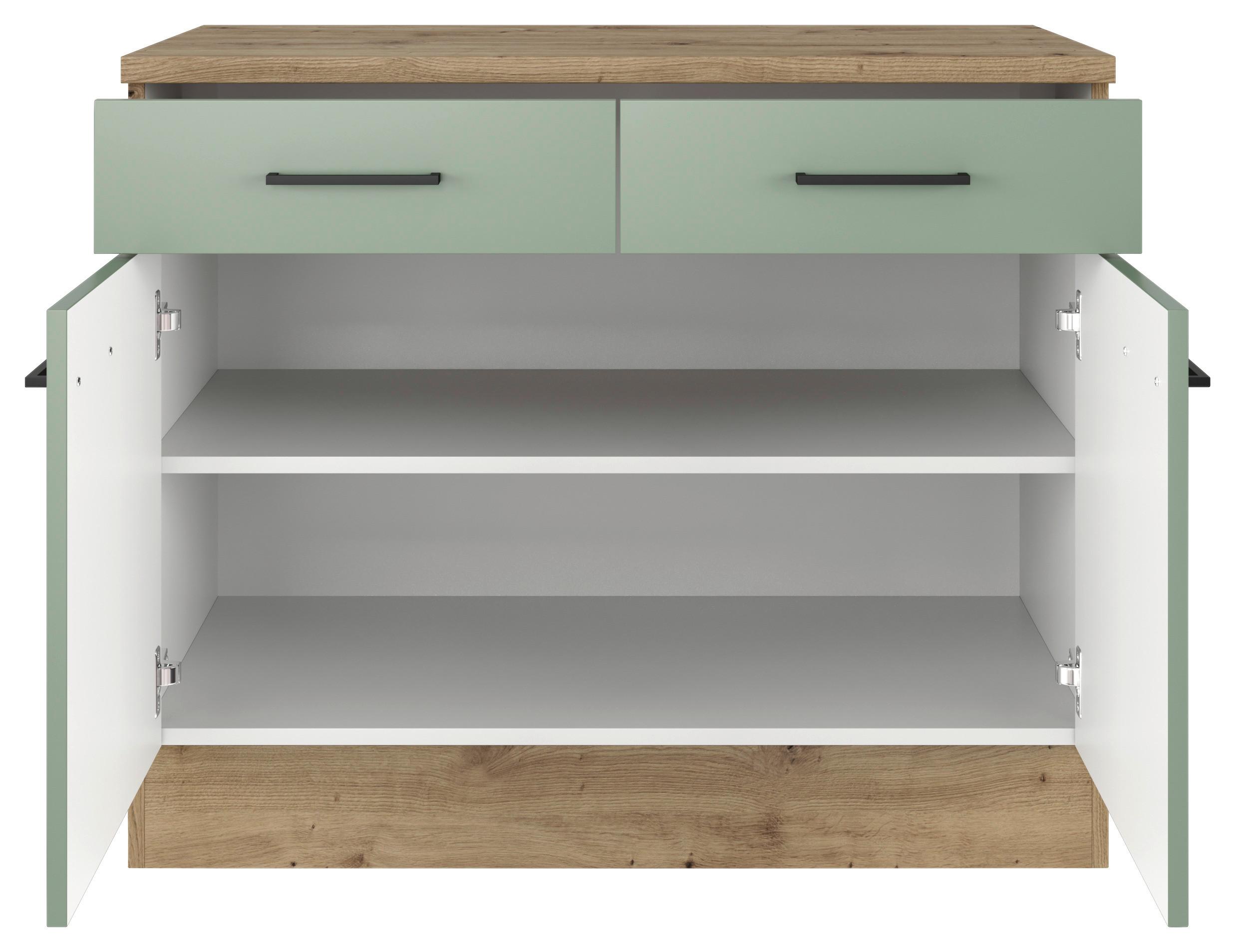 SPODNÁ KUCHYNSKÁ SKRINKA CARA US 100 - čierna/zelená, Konventionell, kov/kompozitné drevo (100/85/57cm) - FlexWell