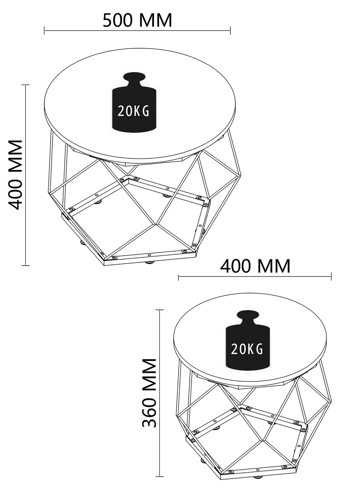 Beistelltisch Helaro Eichefarbe Dekor L:50cm - Eichefarben/Schwarz, Design, Holzwerkstoff/Metall (50/40/50cm) - MID.YOU