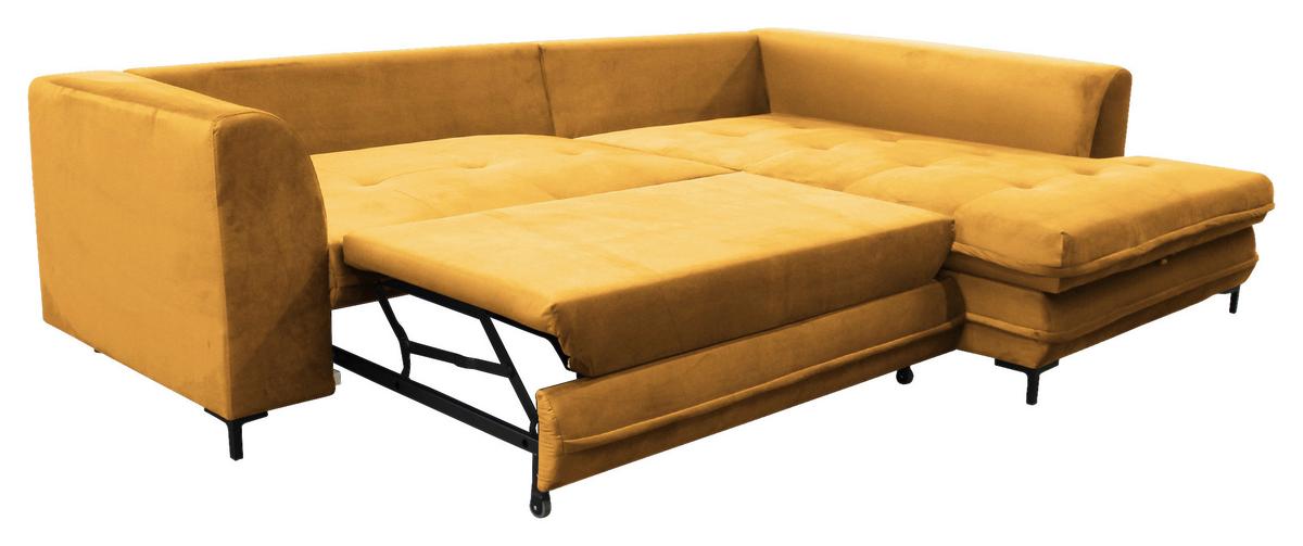 Eckschlafsofa Bello Gelb Mit Schlaffunktion Ottomane Rechts - Gelb/Schwarz, Design, Textil (277/187cm) - Livetastic