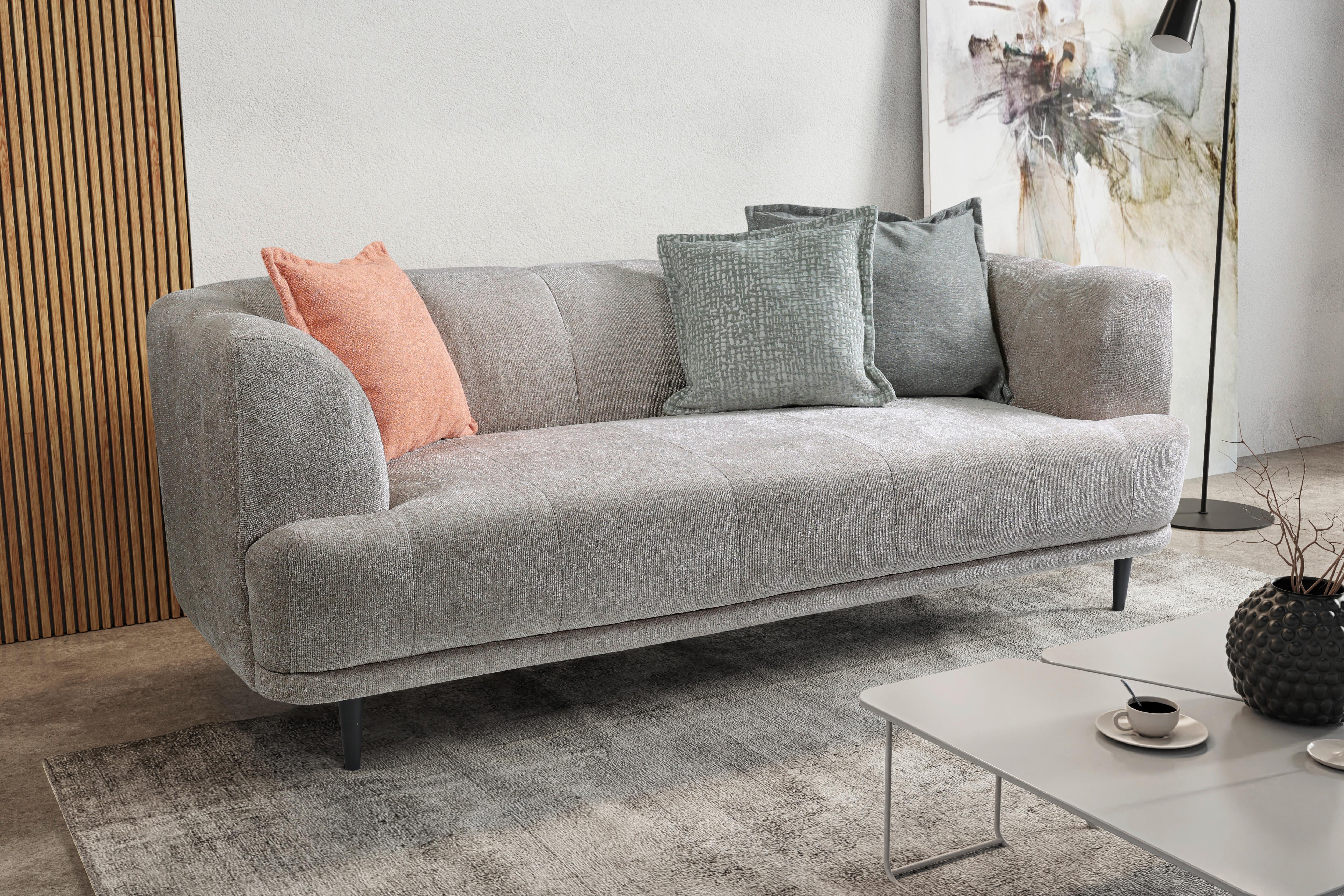 3-Sitzer-Sofa Lou Graubraun, 226 cm - Graubraun/Schwarz, Design, Textil (226/77/106cm) - MID.YOU