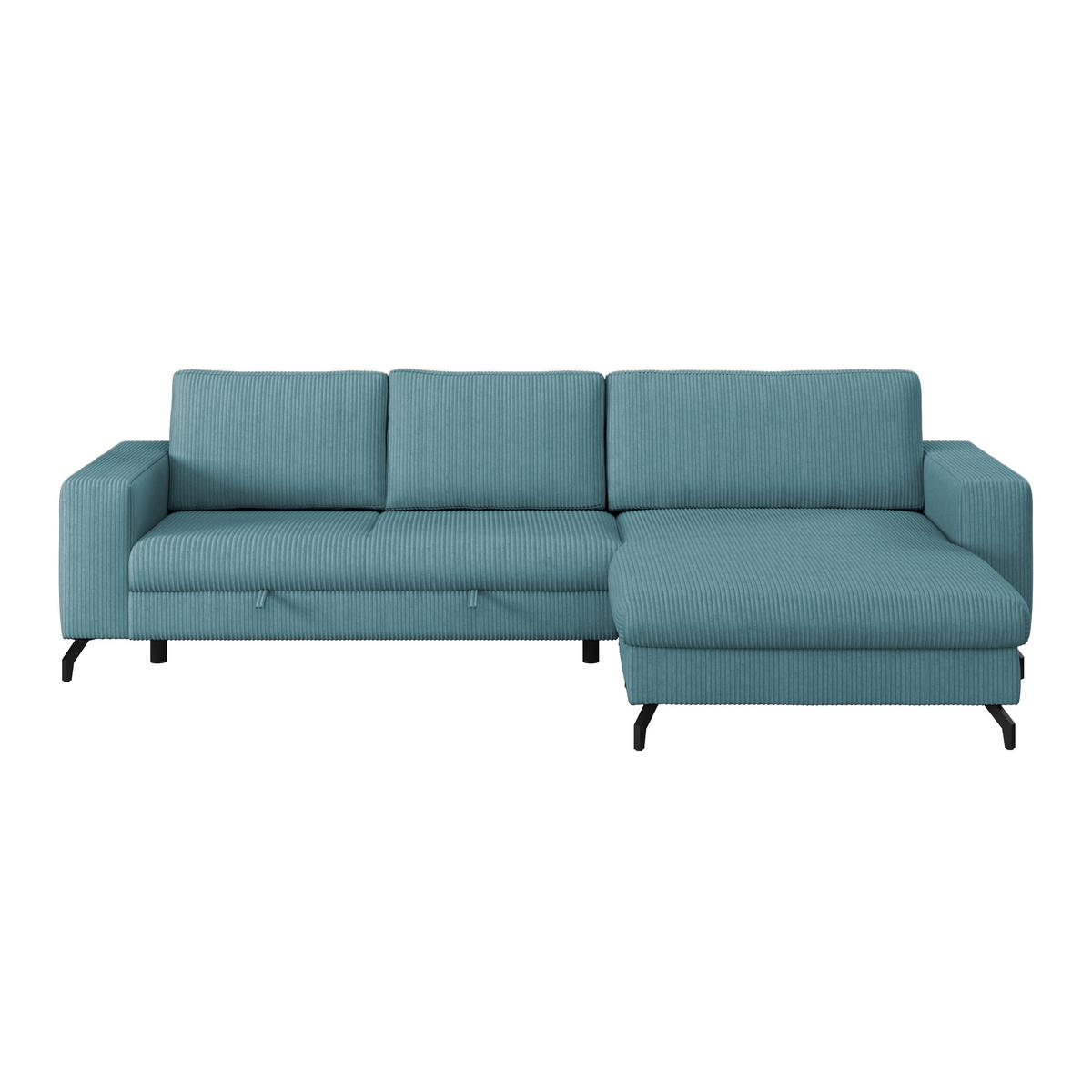 Ecksofa mit Schlaffunktion & Bettkasten Cloud Hellblau Cord - Hellblau, Trend, Textil (290/178cm)