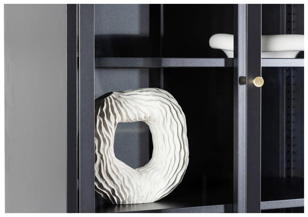 Vitrine Bakal - Schwarz, Design, Glas/Metall (80/190/41cm) - Livetastic