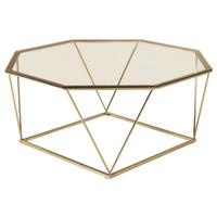 Couchtisch Österlen - Klar/Goldfarben, Design, Glas/Metall (100/100/45cm) - Livetastic