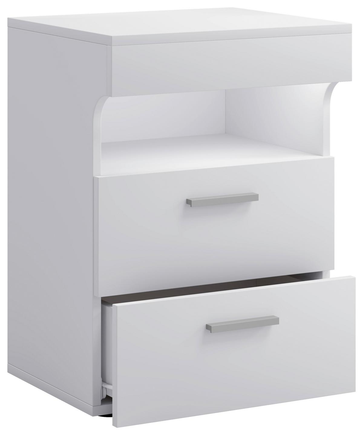 Nachtkästchen Weiß H: 61 Cm Slepal - Schwarz/Weiß, MODERN, Holzwerkstoff (45/61/39cm) - MID.YOU