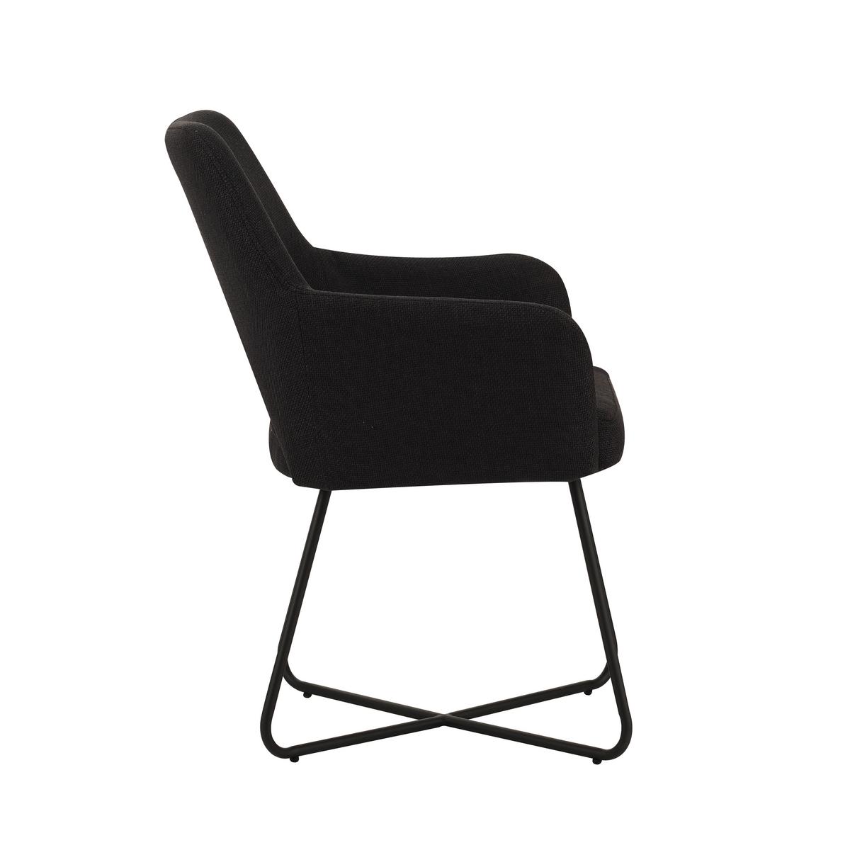 Armlehnstuhl Brest Schwarz B: 60 cm - Schwarz, MODERN, Textil/Metall (60/88/63,5cm) - MID.YOU