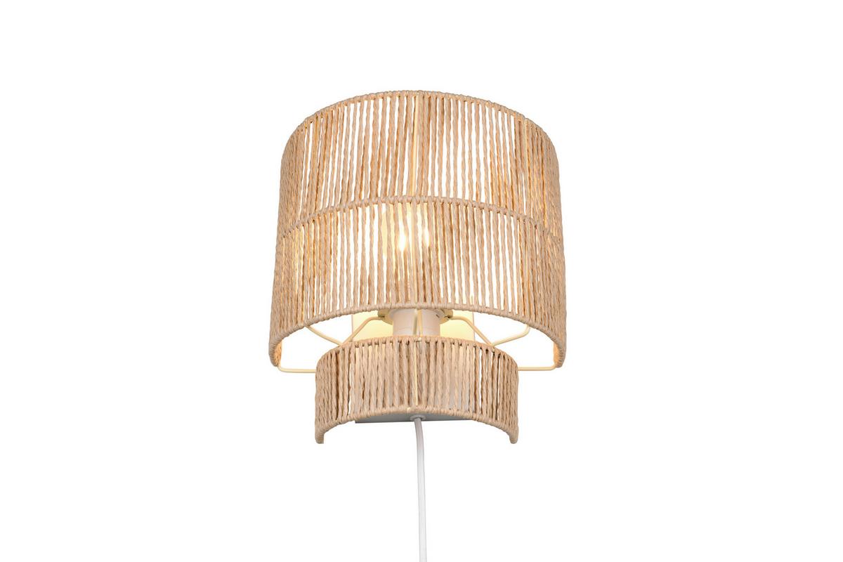 Wandleuchte Satna Braun Weiß B: 24,5 Cm - Braun/Weiß, Natur, Papier (24,5/24,5/14cm)