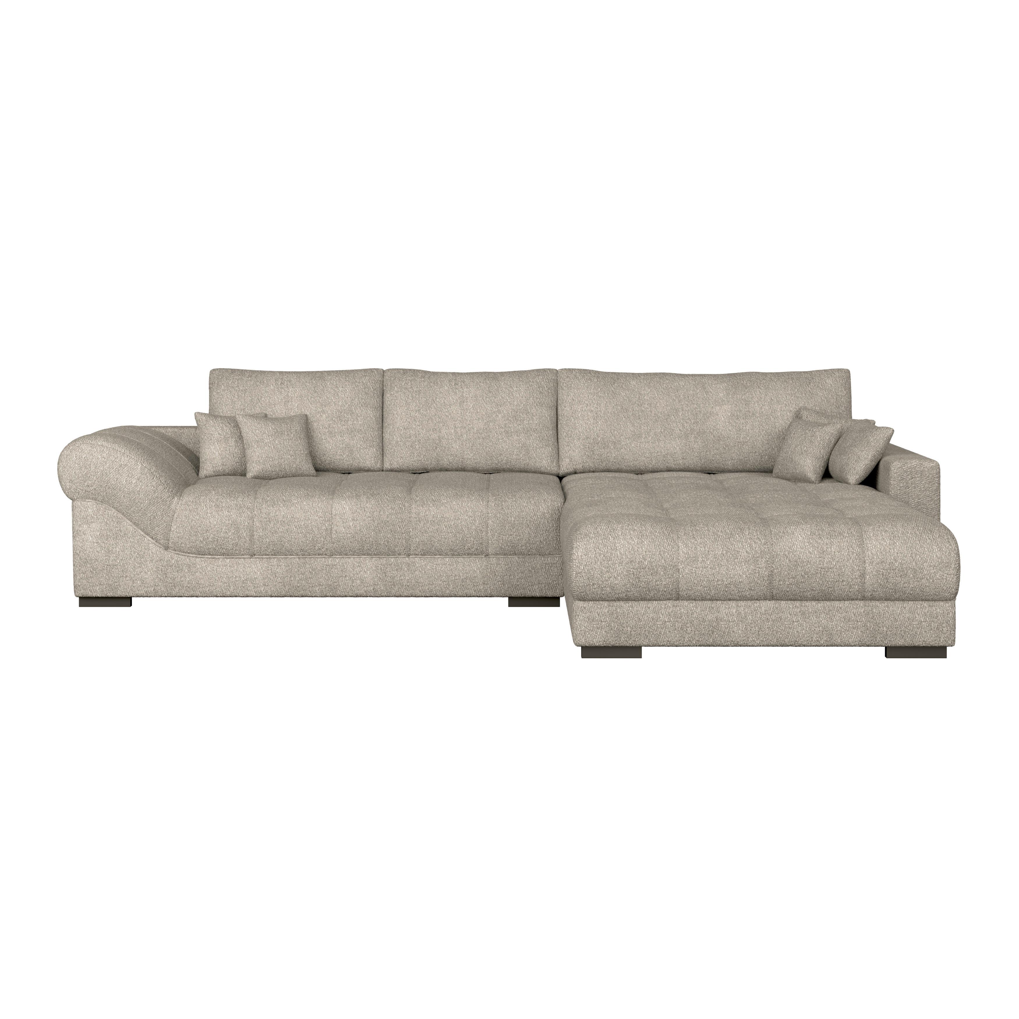 Boxspringecksofa Emil Webstoff taupe, S:343x217cm - Schwarz/Braun, ROMANTIK / LANDHAUS, Holzwerkstoff/Textil (343/217cm)