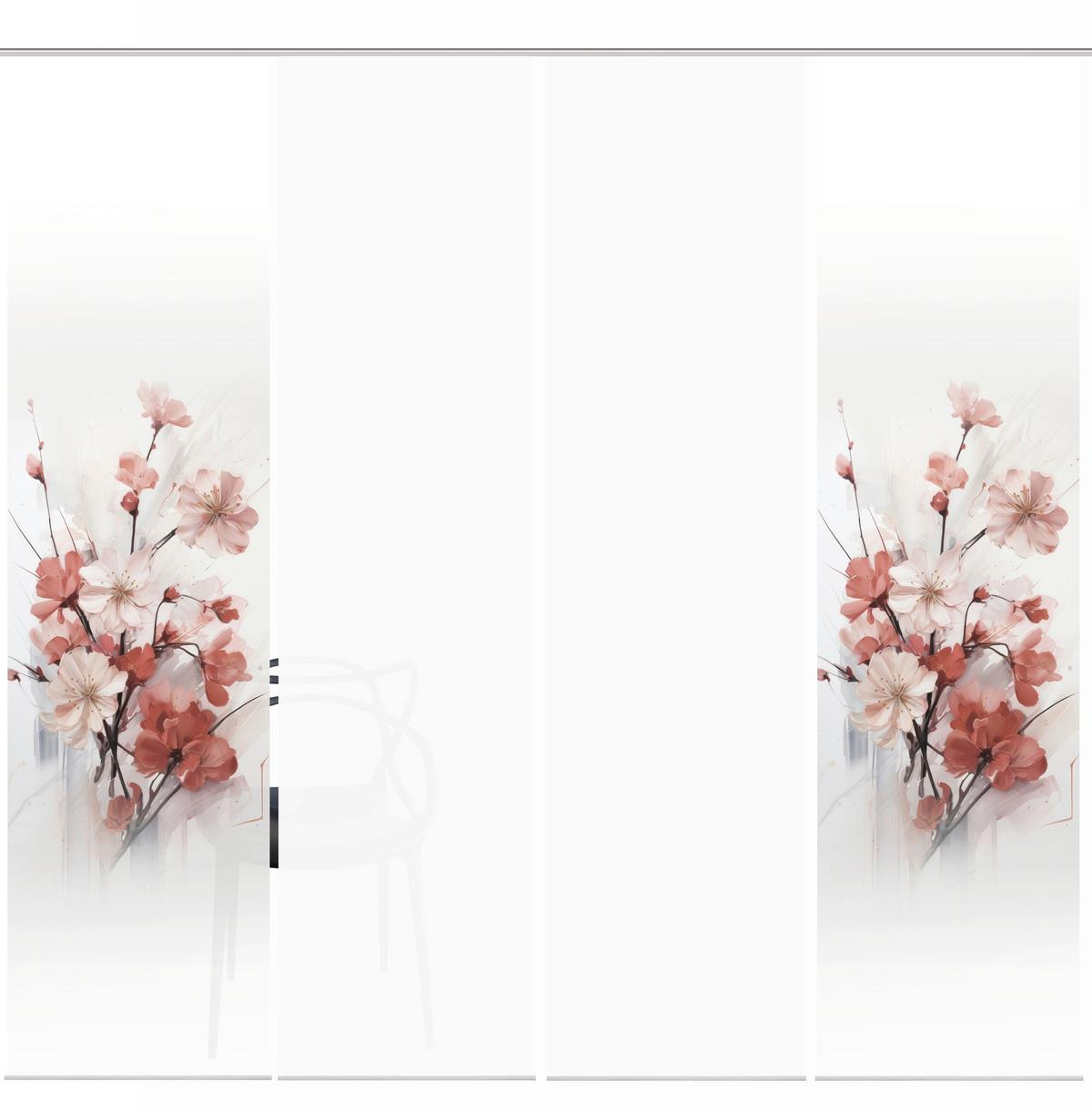 Flächenvorhang Lotus 4er Set - Altrosa/Weiß, Natur, Textil (60/245cm)