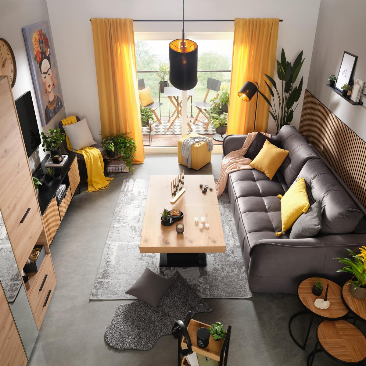 HOTOVÝ ZÁVES LEO, 135/255cm, žltá - žltá, textil (135/255cm) - Premium Living