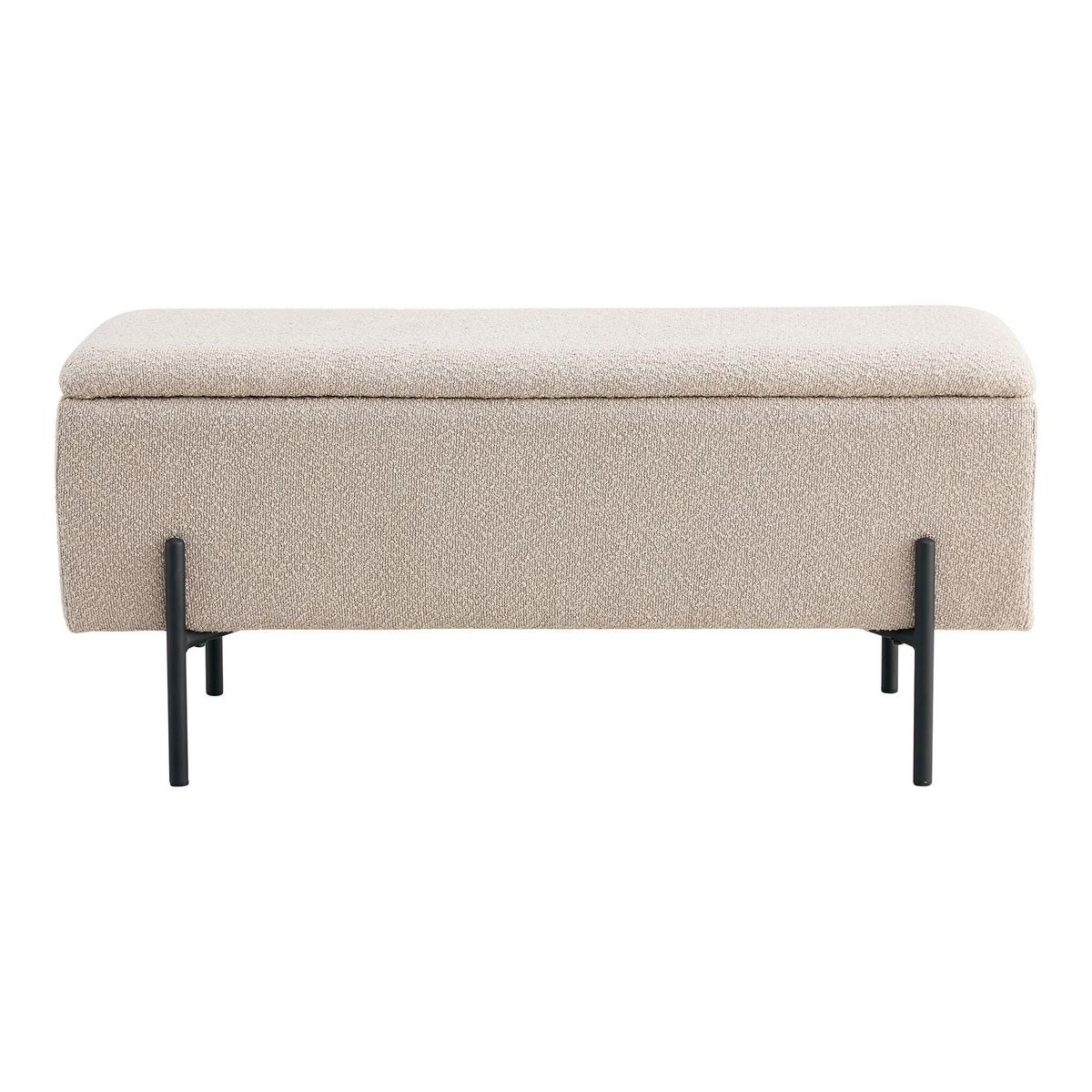 TRUHENBANK Watford, Beige B: 95cm - Beige/Schwarz, Design, Textil (95/43/36,5cm) - MID.YOU