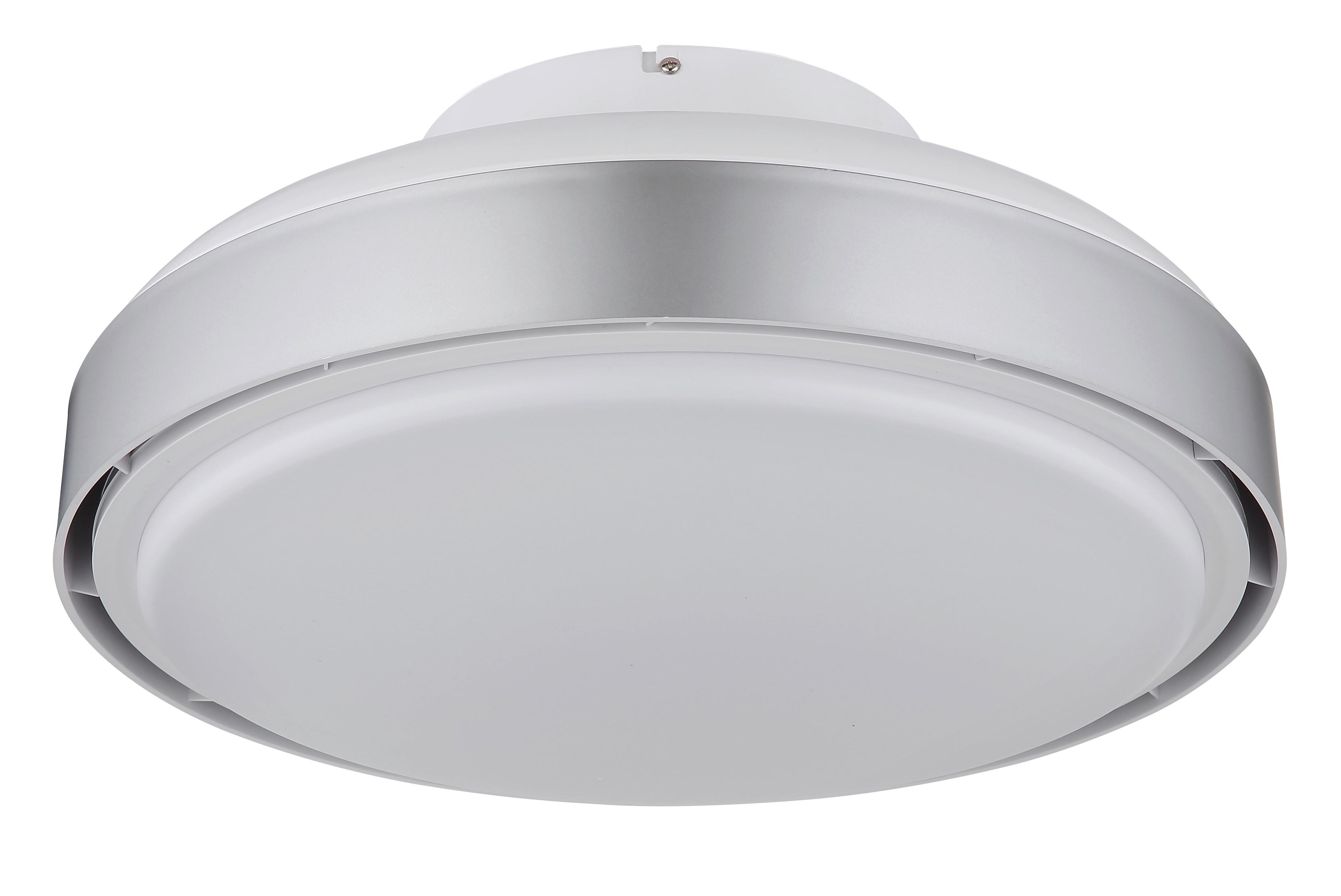 Deckenventilator Carney Opal Silberfarben Weiß D: 45cm - Silberfarben/Opal, Basics, Kunststoff (45/20cm) - Globo