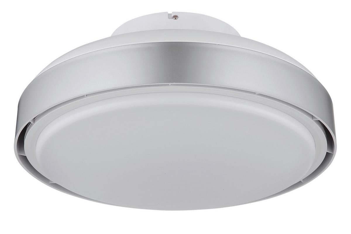 Deckenventilator Carney Opal Silberfarben Weiß D: 45cm - Silberfarben/Opal, Basics, Kunststoff (45/20cm) - Globo