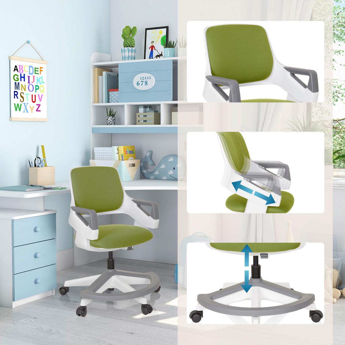 Jugenddrehstuhl Kid Flex Olivgrün B: 53 cm - Olivgrün/Weiß, MODERN, Kunststoff/Textil (53/80 - 93/60cm) - MID.YOU