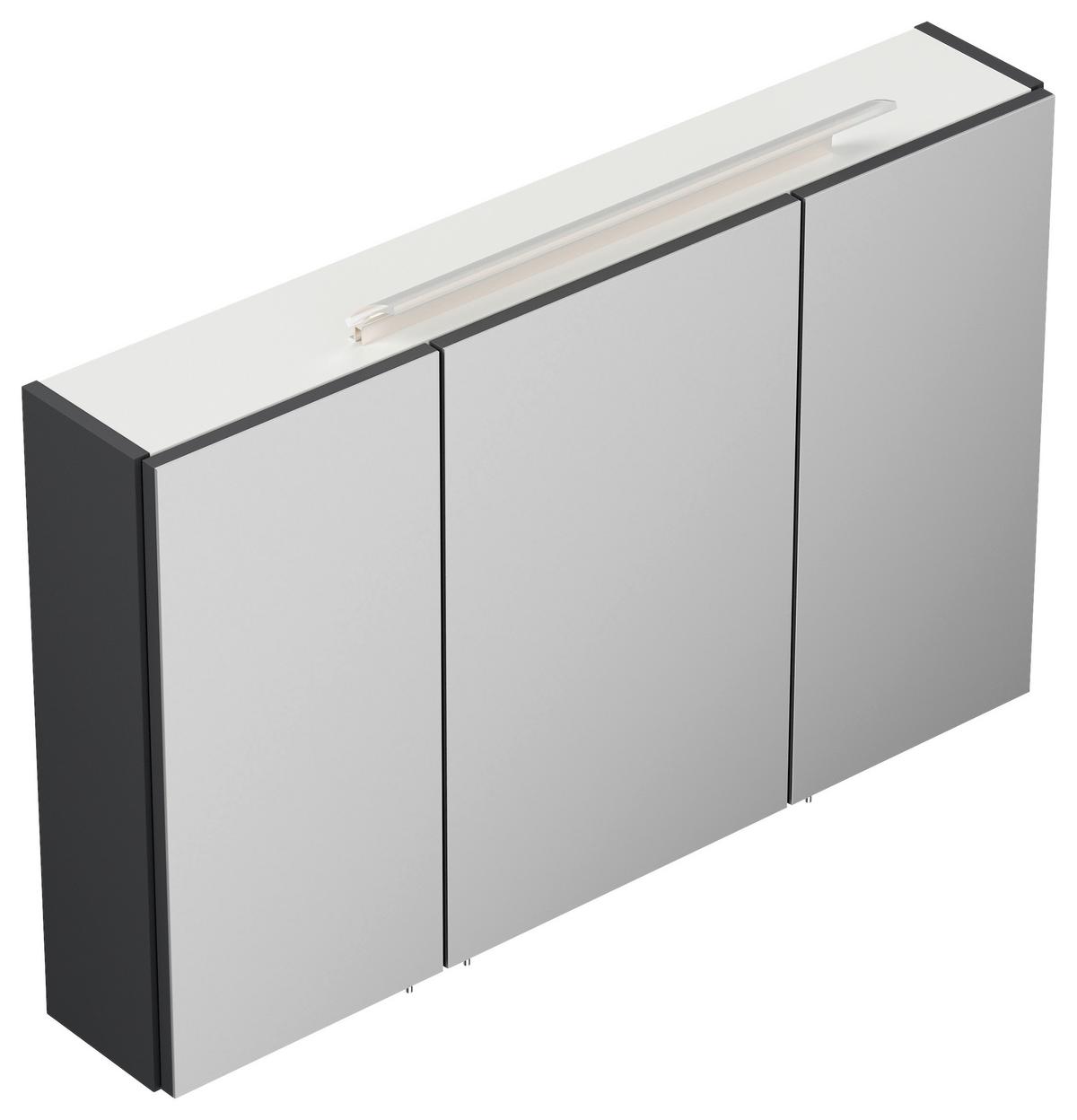 Spiegelschrank Graphitfarben B: 100 cm - Graphitfarben, MODERN, Glas/Holzwerkstoff (100/62/17cm) - MID.YOU