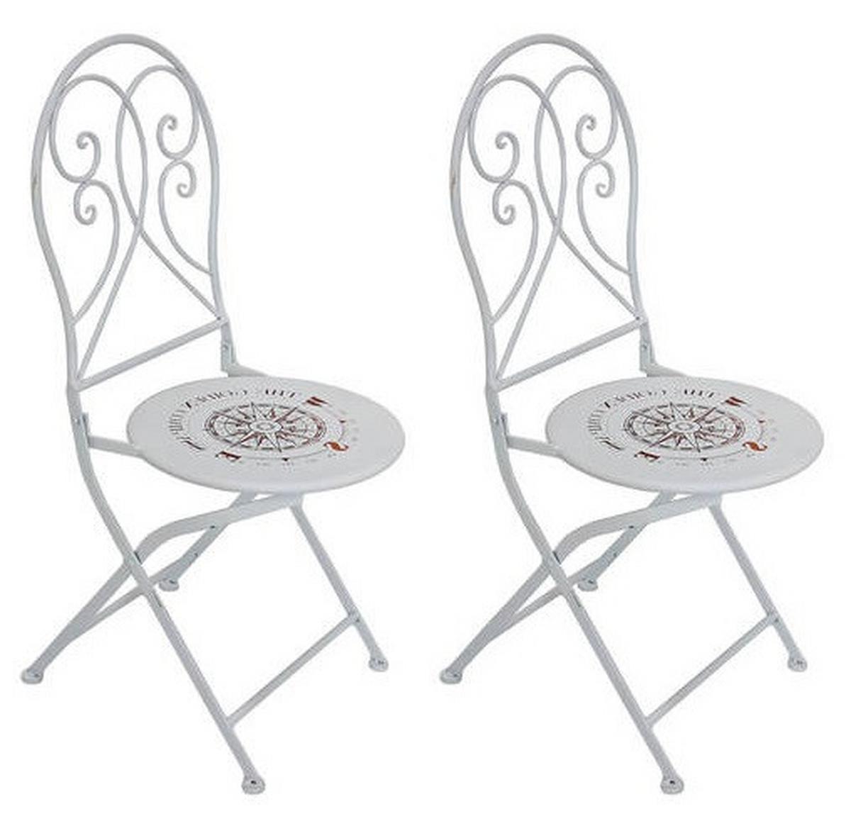 Gartensessel Set Klappbar Bayo Edelstahl 2 Stück - Weiß, Basics, Metall (42/94/50cm) - Gardenson